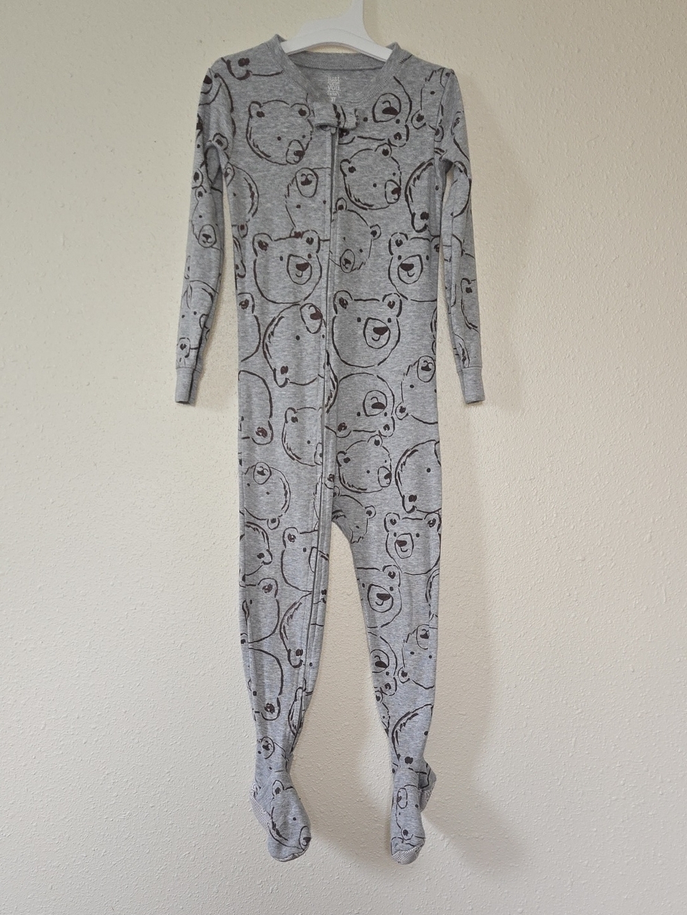 Carter's Grey Bear Pattern Footed One-Piece Pajamas